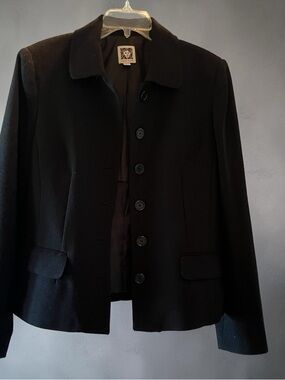 Anne Klein Black Button-Front Blazer Jacket - Vintage Charmer w/jeans, dress